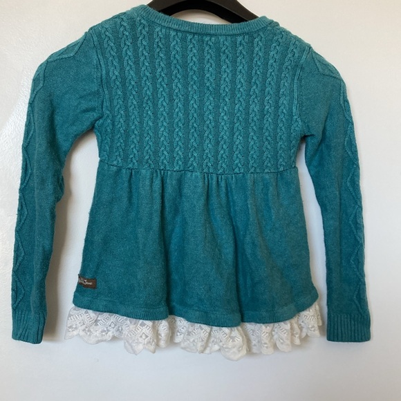 Matilda Jane Girls Size 6 Teal, with Sleeve Detail and Lace and Flowers - Picture 6 of 8